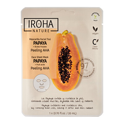 Iroha - Peelingová maska Papaya Peeling AHA Face Sheet Mask 20 ml