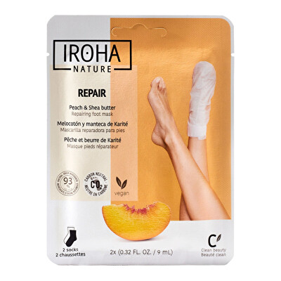Iroha - Regenerační maska na nohy Peach Foot Mask 2 x 9 ml