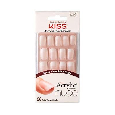 KISS - Akrylové nehty - francouzká manikúra pro přirozený vzhled Salon Acrylic French Nude 64268 28 ks
