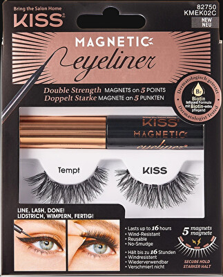 KISS - Magnetické umělé řasy s očními linkami 02 Tempt (Magnetic Eyeliner & Lash Kit)