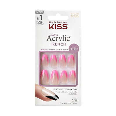 KISS - Nalepovací nehty Salon Acrylic French Color - Squared 28 ks