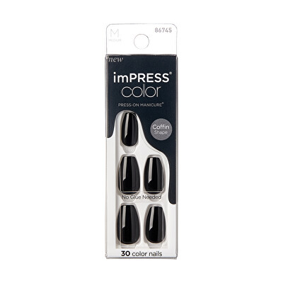 KISS - Samolepící nehty imPRESS Color MC All Black 30 ks