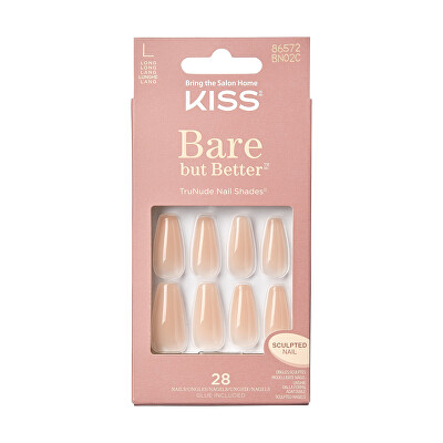 KISS - Nalepovací nehty Bare but Better Nails - Nude Drama 28 ks