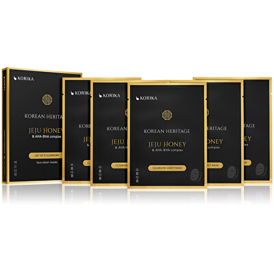 KORIKA - Sada čisticích plátýnkových masek s Jeju medem a AHA, BHA komplexem Korean Heritage 5 × 25 g