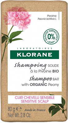 Klorane - Tuhý šampon pro citlivou pokožku hlavy Pivoňka (Shampoo Bar) 80 g