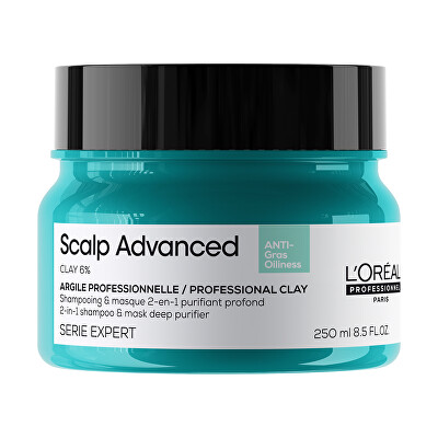 L'Oréal Professionnel - Šampon a maska pro mastnou pokožku hlavy 2 v 1 Scalp Advanced (Anti-Oiliness 2-in-1 Clay) 250 ml