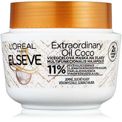 L'Oréal Paris  - Maska na vlasy s kokosovým olejem na normální až suché, nepoddajné vlasy Elseve Extraordinary Oil 300 ml