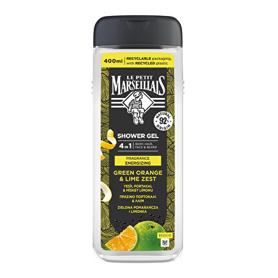 Le Petit Marseillais - Tusfürdő testre, arcra, hajra és szakállra Green Orange & Lime Zest 400 ml