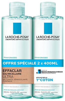 La Roche Posay - Sada odličovacích čisticích micelárních vod Effaclar (Purifying Micellar Water) 2 x 400 ml