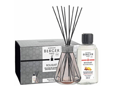 Maison Berger Paris - Dárková sada aroma difuzér Pyramide vintage růžový + náplň Orange Cinnamon 200 ml