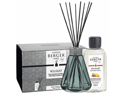 Maison Berger Paris - Dárková sada aroma difuzér Pyramide vintage zelený + náplň Orange Cinnamon 200 ml
