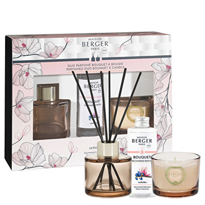 Maison Berger Paris - Dárková sada aroma difuzér Bolero Magnólie Liliflora 80 ml + svíčka 80 g