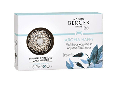 Maison Berger Paris - Dárková sada difuzér do auta Aroma Happy chrome + náplň Aquatic Freshness