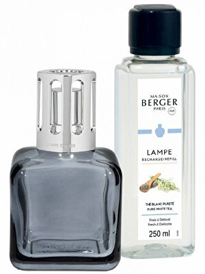 Maison Berger Paris - Dárková sada katalytická lampa Glacon šedá + náplň Pure White Tea 250 ml