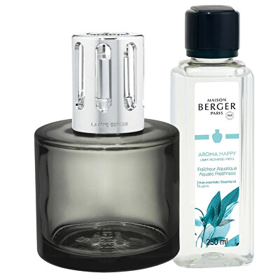 Maison Berger Paris - Dárková sada katalytická lampa Aroma Happy šedá + náplň Aquatic Freshness 250 ml