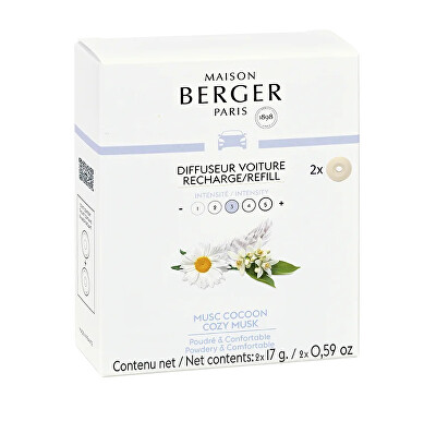 Maison Berger Paris - Náhradní náplň do difuzéru do auta Cozy Musk (Car Diffuser Recharge/Refill) 2 ks