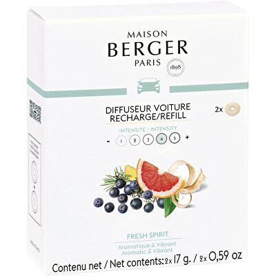 Maison Berger Paris - Náhradní náplň do difuzéru do auta Fresh Spirit (Car Diffuser Recharge/Refill) 2 ks