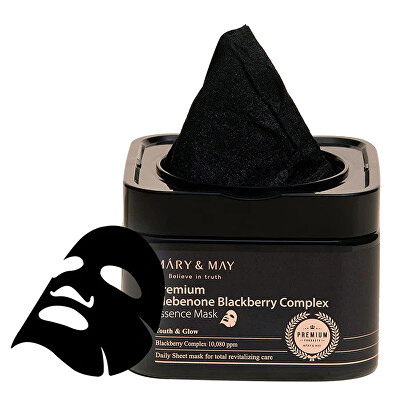 MARY & MAY - Víceúčelová pleťová maska Premium Idebenone Blackberry Complex (Essence Mask) 20 ks