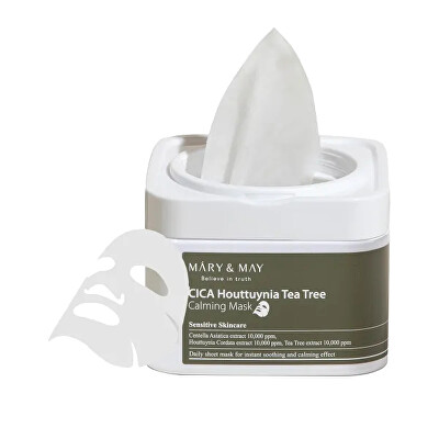 MARY & MAY - Zklidňující pleťová maska Cica Houttuynia Tea Tree (Calming Mask) 30 ks