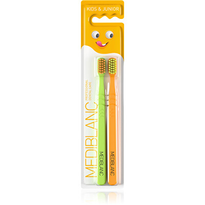 MEDIBLANC - Dětský zubní kartáček Ultra Soft Zelená/Oranžová 2 ks