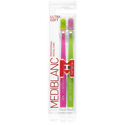 MEDIBLANC - Zubní kartáček Ultra Soft Růžový/Zelený 2 ks