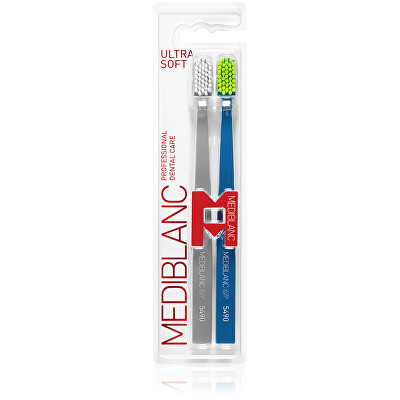 MEDIBLANC - Zubní kartáček Ultra Soft Šedý/Modrý 2 ks