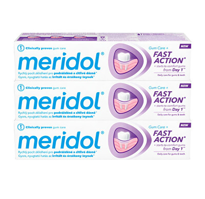 Meridol - Zubní pasta Fast Action 3 x 75 ml