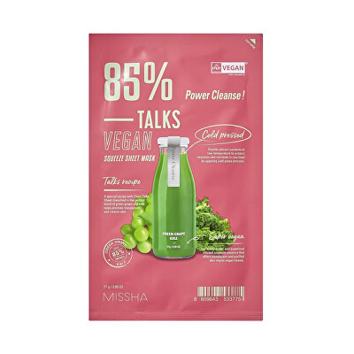 Missha - Veganská plátýnková pleťová maska Talks Vegan Power Cleanse (Squeeze Sheet Mask) 27 g