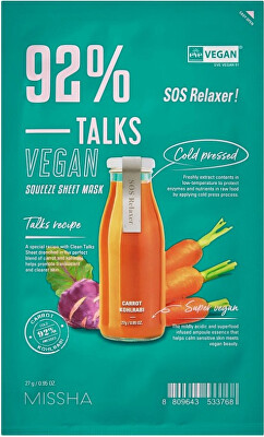 Missha - Veganská pleťová maska Talks Vegan Squeeze SOS Relaxer (Sheet Mask) 27 g