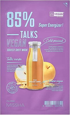 Missha - Veganská pleťová maska Talks Vegan Squeeze Super Energizer (Sheet Mask) 27 g