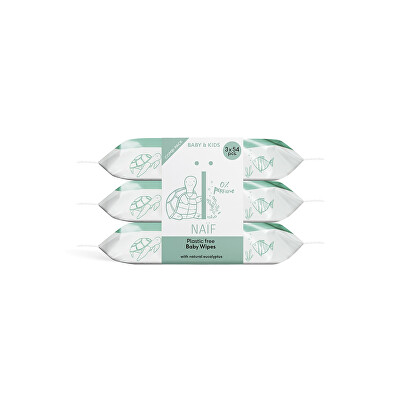NAÏF - Vlhčené ubrousky pro děti a miminka Baby & Kids (Water Wipes) 3 x 54 ks