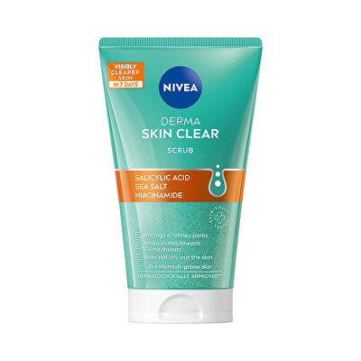 Nivea - Čisticí pleťový peeling Derma Skin Clear (Anti-Blemish Scrub) 150 ml