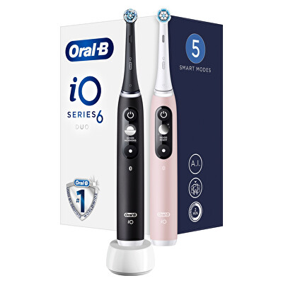 Oral B - Elektrický zubní kartáček iO6 Series Duo Pack Black/Pink Sand Extra Handle 2 ks