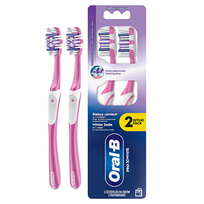 Oral B - Zubní kartáček Pro-3D White Whitening Clean Medium 2 ks