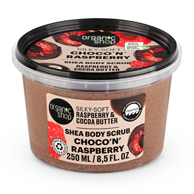 Organic Shop - Jemný tělový peeling Malina a kakaové máslo (Body Scrub) 250 ml