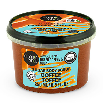 Organic Shop - Povzbuzující tělový peeling Zelená káva a cukr (Body Scrub) 250 ml