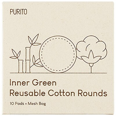 PURITO - Bambusovo-bavlněné tamponky Inner Green (Reusable Cotton Rounds) 10 ks