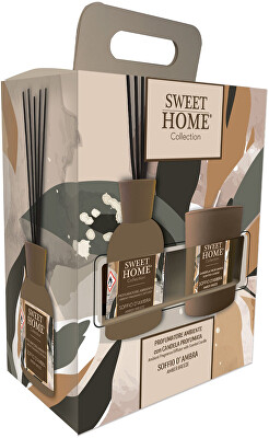 Sweet Home Collection - Dárková sada aroma difuzéru se svíčkou Amber Whisper