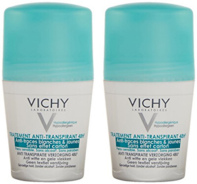 Vichy - Sada kuličkových antiperspirantů proti bílým a žlutým skvrnám 2 x 50 ml