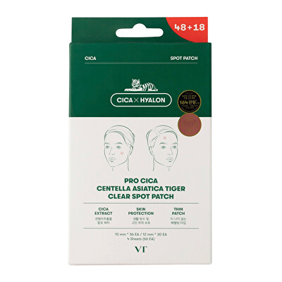 VT Cosmetics - Náplasti na akné Pro Cica Centella Asiatica Tiger Clear Spot Patch 66 ks
