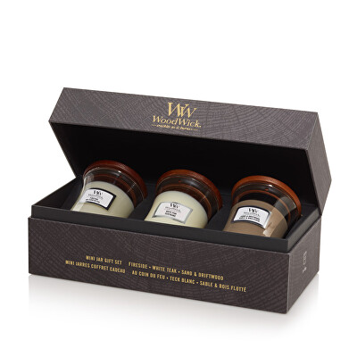 WoodWick - Sada malých vonných svíček Mini Woody 3 x 85 g