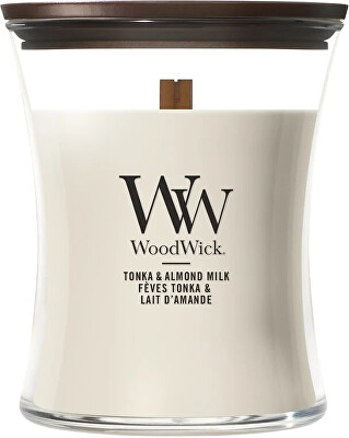 WoodWick - Lumânare parfumată vas mediu Tonka & Almond Milk 275 g