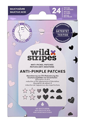Wild Stripes - Hydrokoloidní náplasti na akné s kyselinou salicylovou Holo Clear (Anti-Pimple Patches) 24 ks