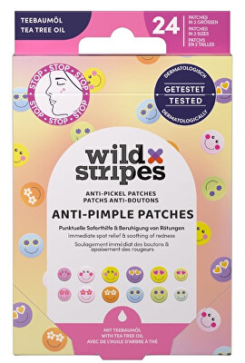 Wild Stripes - Hydrokoloidní náplasti na akné s tea tree olejem Smile Prevent (Anti-Pimple Patches) 24 ks