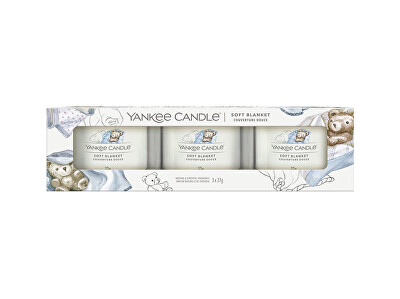 Yankee Candle - Sada votivních svíček ve skle Soft Blanket 3 x 37 g