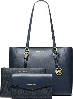 Michael Kors - Dámska kožená kabelka 3 v 1 35R3GCFT3T Navy