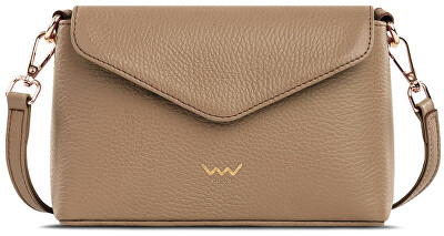 Vuch - Dámska kožená crossbody kabelka Leyra Grace Taupe