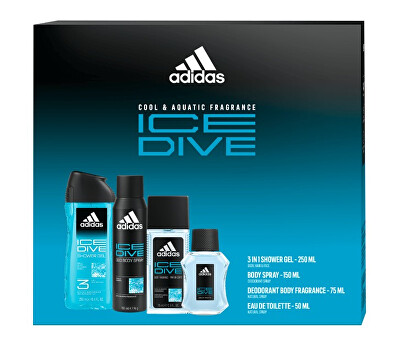 Adidas - Ice Dive - EDT 50 ml + sprchový gel 250 ml + deodorant ve spreji 150 ml + deodorant s rozprašovačem 75 ml