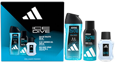 Adidas - Ice Dive - toaletní voda s rozprašovačem 50 ml + sprchový gel 250 ml + deodorant ve spreji 150 ml