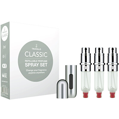 Travalo - Classic HD - plnitelný flakon 3 x 5 ml (stříbrný)